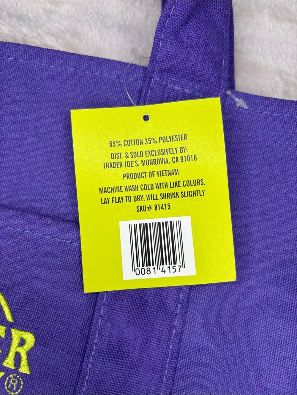 Trader Joe’s Halloween Purple Canvas Tote Bag - Picture 4 of 4